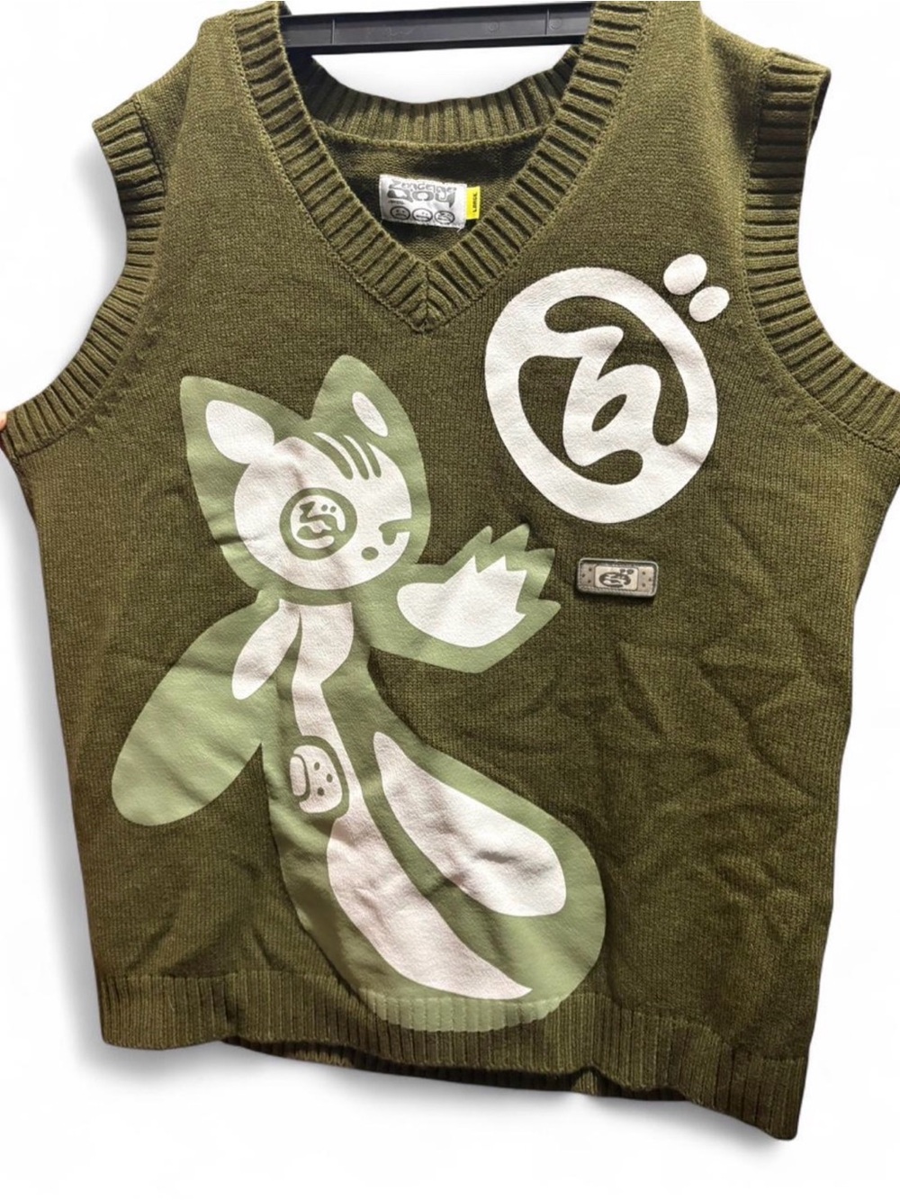 Olive green OFFGOD bandage boy sweater vest
